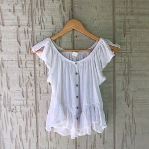 White Free People xsmall ruffle crop top